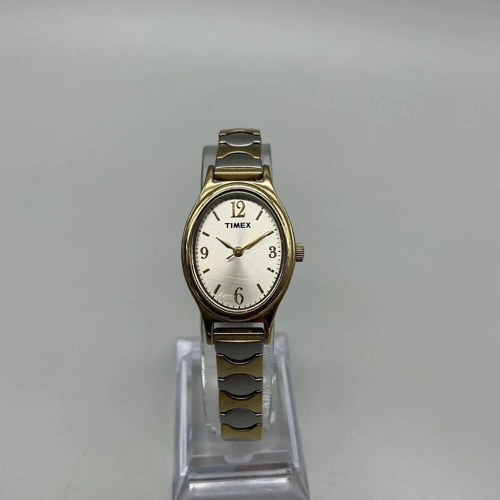 Timex Womens Watch 21mm Champagne Dial Two Tone Gold Expansion New Battery